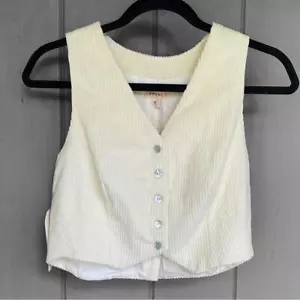 Donni. Corduroy Cropped Vest In Creme, Size S, NWT - Picture 1 of 9