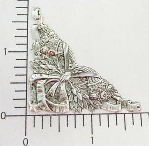 23664 2 Pc. Matte Silver Oxidized Victorian Corner Jewelry Finding - Picture 1 of 1