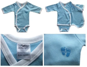 2 Sück SET Wickelbody Langarm 2 Bodys blau Baumwolle Gr 50 / 56 NEU m.kl.Fehl. - Bild 1 von 4