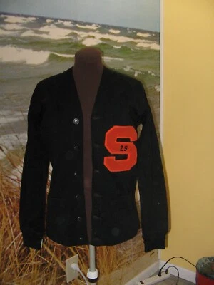 Vintage 1920's Letterman Sweater Letter "S" Black Orange 1929 Button Front  - Image 1 of 4