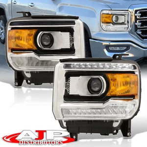 Black Amber OE Style LED DRL Head Lights Lamp For 2014-2018 GMC Sierra 1500 2500 - Picture 1 of 10
