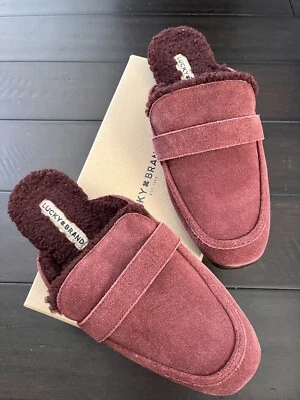 Zapato plano Lucky Brand para mujer Caydim Mule granate gamuza sin cordones cálido EE. UU. 8 Foto 1 de 3