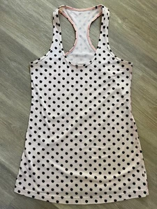Lululemon Cool Racerback Tank Size 6 S/M Light Pink with Black Polka Dot - Picture 1 of 2