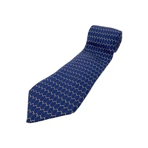Corbata HERMES Azul Marino Seda Logo Vendedor de Japón N0127 34 Hecha en Francia - Imagen 1 de 4