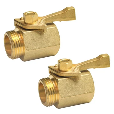 2 Pack Brass Garden Hose Shut Off Valve 3/4 Inch with Rubber Washers Foto 1 de 4
