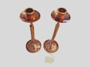 Pair unique Brass Candlestick Holders 8 inches height - Picture 1 of 8