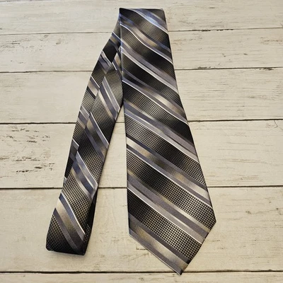 Галстук Van Heusen мужской размер XL шелковая смесь удлиненная полоса Cole JC Penney в полоску - Изображение 1 из 4