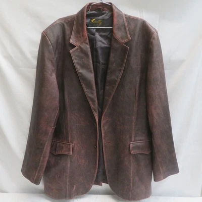 Scully Men’s Leather Jacket Blazer 2 Button Burgundy 48 Large - Image 1 of 4