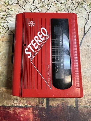 Auriculares estéreo vintage GE rojo reproductor de casete modelo 3-5460B probado Walkman retro Foto 1 de 4