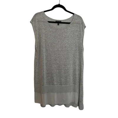 Eileen Fisher System Linen Slik Blend Tunic Top Size L Gray Minimalist Capsule - Image 1 of 4