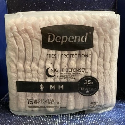 Depend Night Defense Adult Underwear for Women Fresh Protect Size M 15 Ct ea
