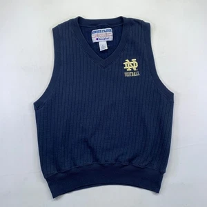 Vintage Champion Ribbed Fleece Vest Medium Notre Dame Fighting Irish Football - Picture 1 of 10