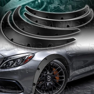 4 X 890MM GUARDABARROS UNIVERSAL NEGRO SIN PINTAR DESTELLOS CARROCERÍA EXTRA ANCHA PASOS DE RUEDA Foto 1 de 4