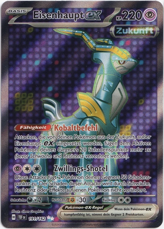 Pokémon Eisenhaupt ex Full Art Gewalten der Zeit 191/162 NM Deutsch - Bild 1 von 1