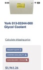 York Glycol Coolant 013-03344-000 Premixed Do Not Dilute MPN 013-03344-000 Model