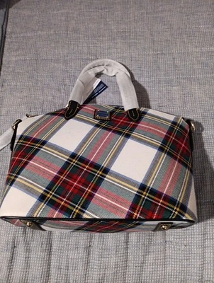 DOONEY AND BOURKE White PLAID TARTAN SATCHEL New With Tags Free Shipping  - Image 1 of 4