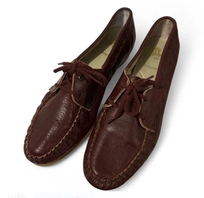 Zapatos planos vintage de cuero con cordones borgoña con manchas suaves para mujer talla 8 hechos en EE. UU. Foto 1 de 4
