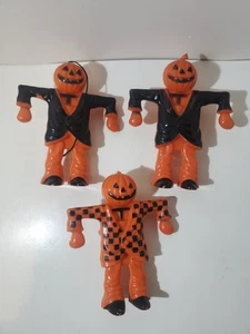 Menge (3) Vintage Rosbro Halloween Jack O Laterne Vogelscheuche Anzug Süßigkeiten Behälter - Bild 1 von 8