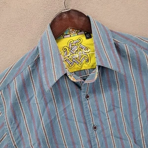 Robert Graham Mens Striped Long Sleeve Button Down Shirt Medium Designer - Picture 1 of 10