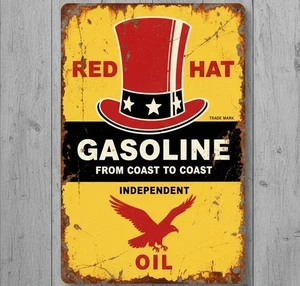 Red Hat Gasoline 8 x 12 Vintage Novelty Metal Sign Made In USA NEW! - Picture 1 of 3