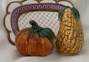1995 Fitz and Floyd Omnibus OCI Harvest Time Salt & Pepper Shakers 3PC Set - Picture 1 of 3