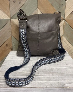 THE SAK Lucia Crossbody Bag grau Pebbled Leder Handtasche bestickter Riemen - Bild 1 von 20