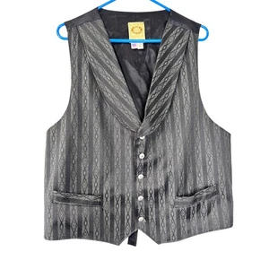 Wah Maker Frontier Clothing Vest Mens XL Black Gray Western Cowboy Rodeo USA - Picture 1 of 11