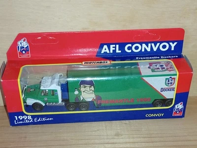 Matchbox AFL Footy Convoys / Scania Truck Cab & Box Trailer - Fremantle Dockers  - Image 1 of 4