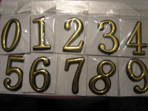 Zahlen Zimmer / Hausnummer goldene  Zahl für glatte Flächen ca 5 cm  siehe Fotos - Picture 1 of 9