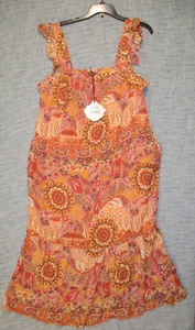 Knox Rose Midi Dress XXL Yellow Paisley Tiered Bohemian Flutter Sleeve Sundress - Picture 1 of 6