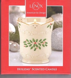 Lenox Holly & Berry Fine Curved Ceramic Scented Candle w/box - Picture 1 of 1