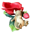 Fitz Floyd Sleeping Mouse Lady Bug Rose Bud Candle Holder CHARMING TAILS 93/204