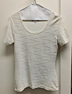 Camiseta blanca texturizada Anne Fontaine cuello primitivo SS París Francia talla 3 Sm pequeña - Imagen 1 de 4