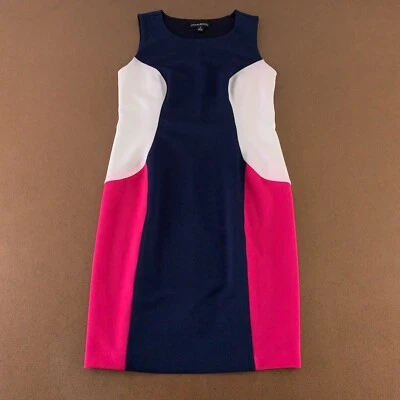 Vestido vaina para mujer Cynthia Rowley talla 6 rosa marino blanco sin mangas cuello redondo Foto 1 de 4