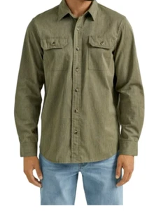 Wrangler Relaxed Fit Shirt Men Small Green Soft Denim All Day Comfort Button Up - Picture 1 of 4