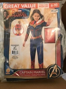 Disfraz de Capitana Marvel Vengadores Niña Niña M 8-10 Mono Acolchado Cabeza Pieza Nuevo - Imagen 1 de 10