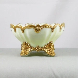 EAPG DUGAN ABANICO DORADO NATILLAS VIDRIO BAYAS CUENCO - Imagen 1 de 4