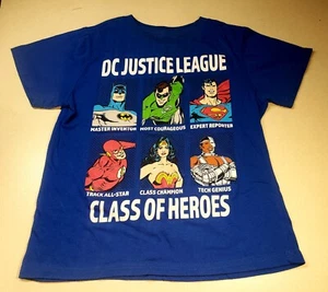 DC Justice League T Shirt Short Sleeve Superheroes Logo’s Cotton Boys Size S/C/P - Picture 1 of 6