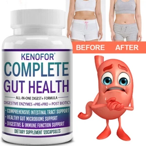 Complete Gut Health All-in-One Digestion + Formulated Digestive Enzymes 120 Caps - Picture 1 of 12
