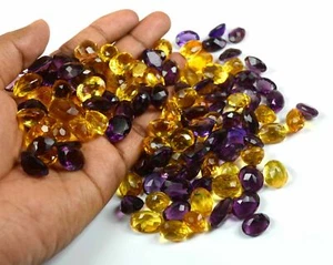 Lab-Created Citrine & Amethyst Loose Gemstone Lot 102-1002 Ct Oval Cut  - Bild 1 von 16