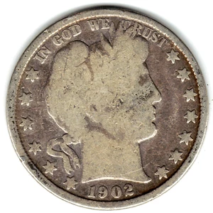 1902 Barber Half Dollar grades GOOD ~ FULL RIMS ~ PLEASE SEE THE SCAN stk 02-3 - Picture 1 of 5