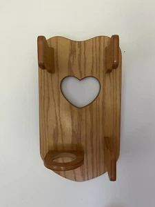 Secador de pelo de baño con recorte de corazón hecho a mano pequeño estante de pared de madera de colección - Imagen 1 de 5