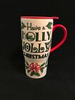 Lenox Oversized Christmas Travel Mug With Lid Holly Design Kitchen Car Ceramic