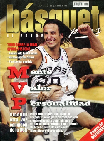 MANU GINOBILI NBA Champion 2005 Rare Basquet Magazine + POSTER - Argentina Cover