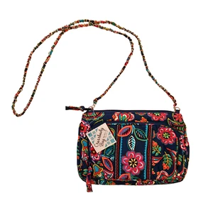 Nantucket Distributing Co. Crossbody Bag Blue Floral Quilted 9.5” x 6.1” x 1.5 " - Picture 1 of 4