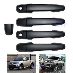 MATTE BLACK DOOR HANDLE COVER TRIM FIT MITSUBISHI TRITON L200 MQ MN ML 2005-2019 - Picture 1 of 6