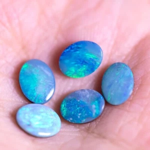 Ovale australiano doppio opale 3,935 ct multicolore pietre preziose sfuse creazione gioielli - Foto 1 di 4