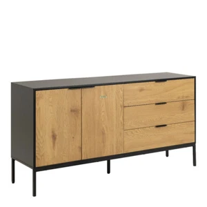 Seaford Sideboard with 2 Doors and 3 Drawers in Black - Picture 1 of 9