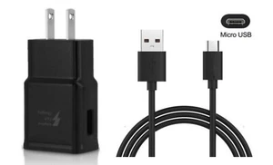 Fast Rapid Wall Charger+ 5Ft Charging Cable Cord For Samsung Galaxy J3 J7 Black - Picture 1 of 1