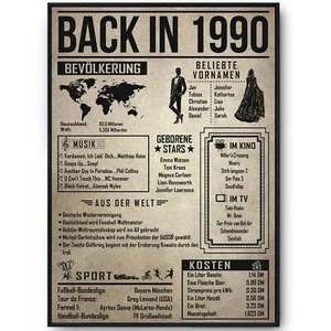 35. Geburtstag Geschenkidee personalisierbar | Poster Jahrgang 1990 Geschenk - Bild 1 von 9